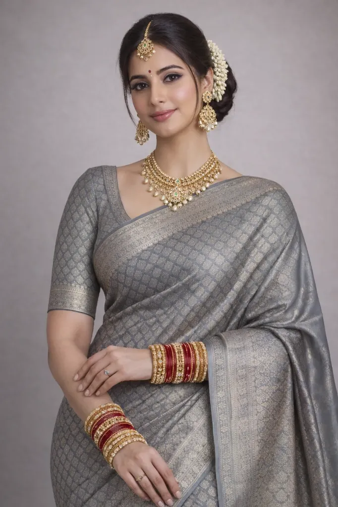 Regal Green-Golden Silk Saree with Traditional Woven Motifs