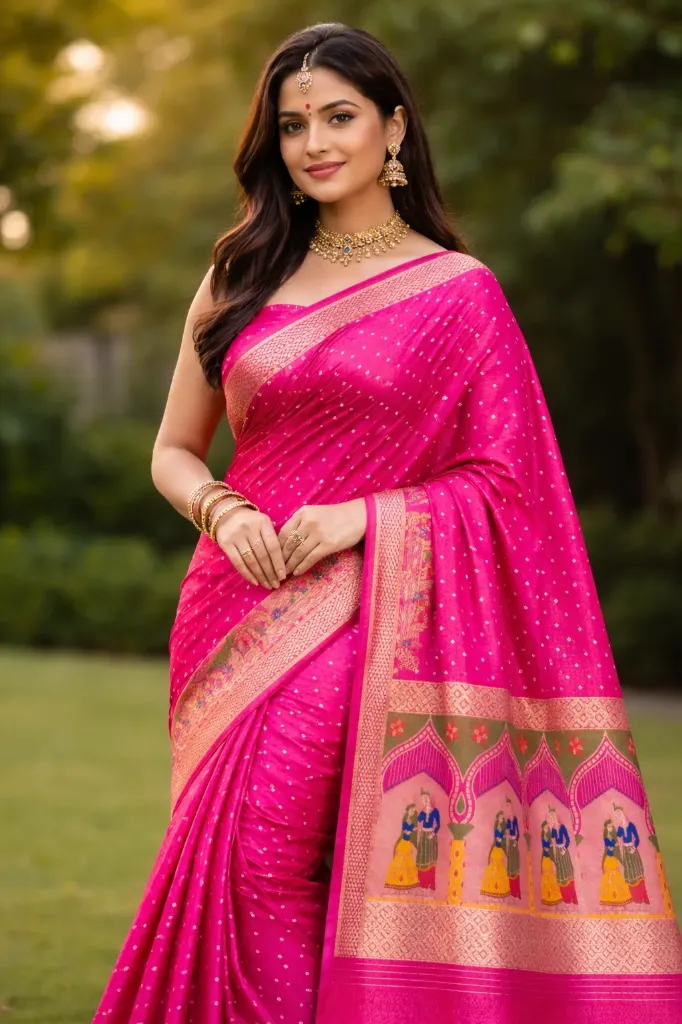 Traditional Paithani Silk Saree with Royal Figurative Pallu