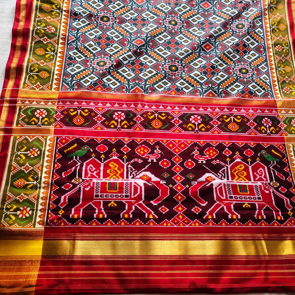 Handcrafted Single Ikat Patan Patola Saree