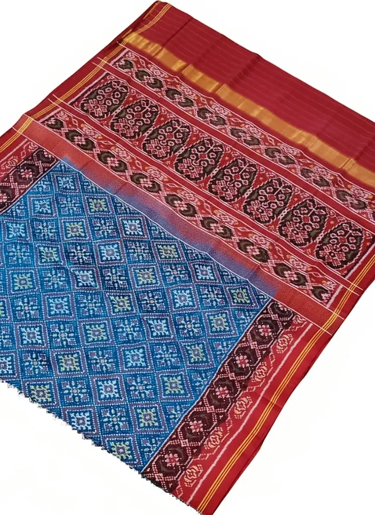 Red & Blue Big Figure Chhabdi Narikunj Patola