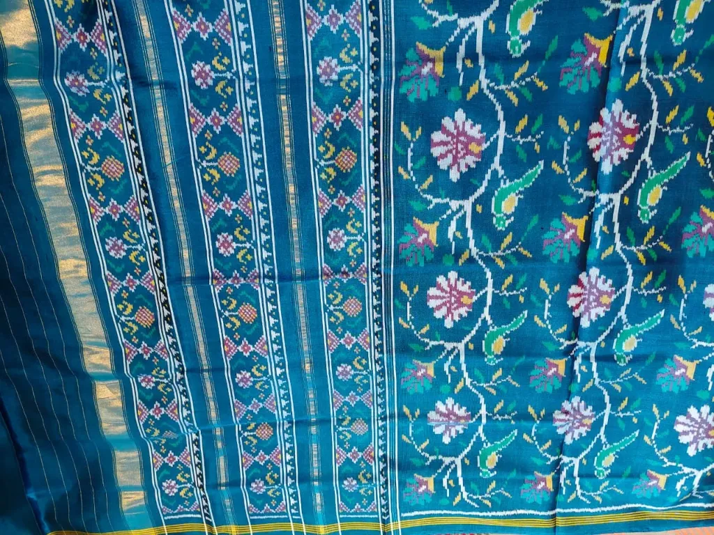 Teal Blue Single Ikat Patan Patola Saree