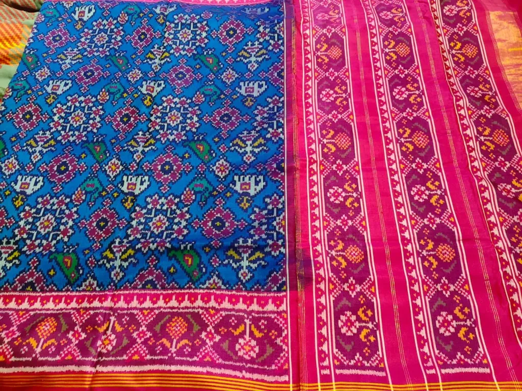 Deep Midnight indigo Single Ikat Patan Patola Saree