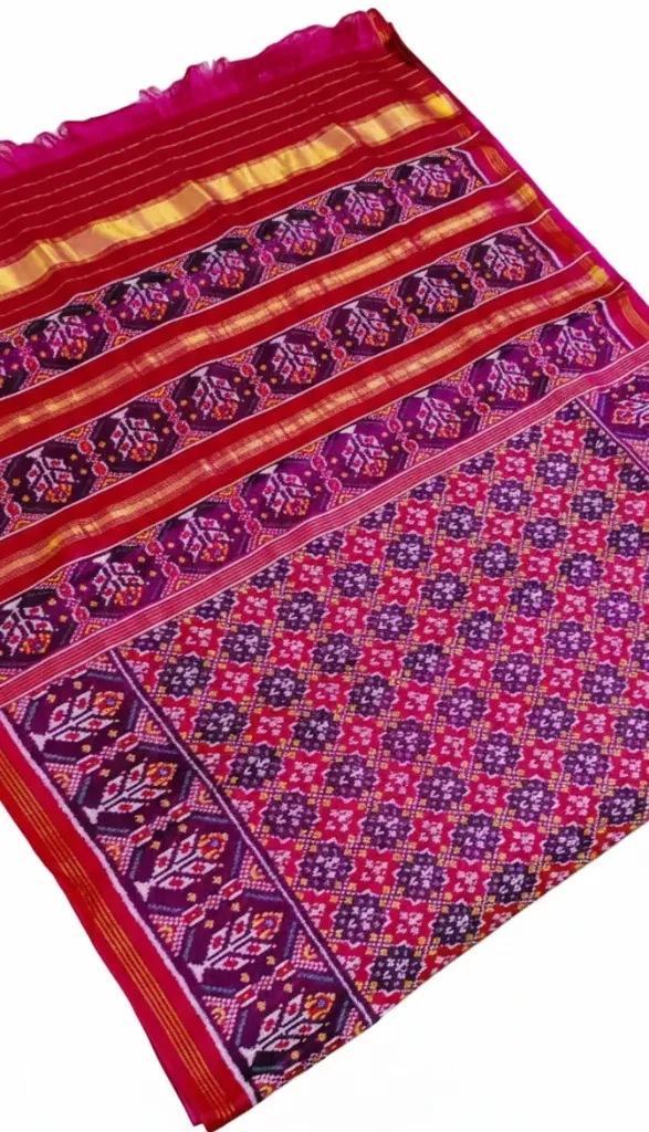 Radiant rani pink Single Ikat Patan Patola Saree