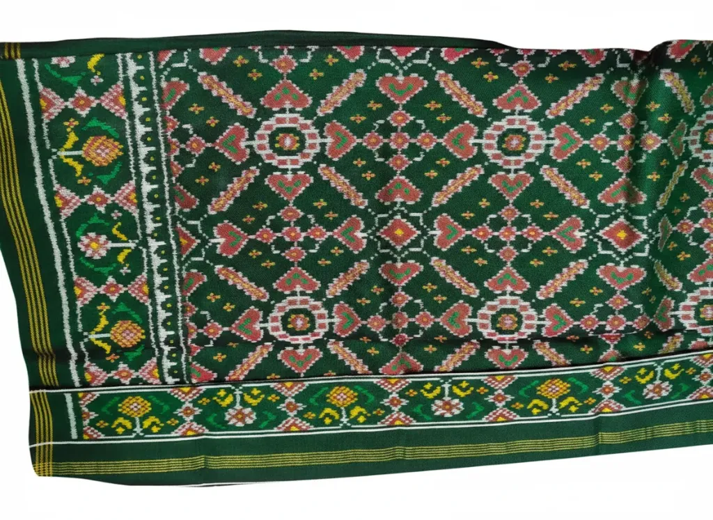 Deep Emerald Green Single Ikat Patan Patola Saree