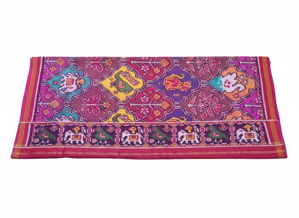 Artisan-Crafted Single Ikat Patan Patola Silk Saree